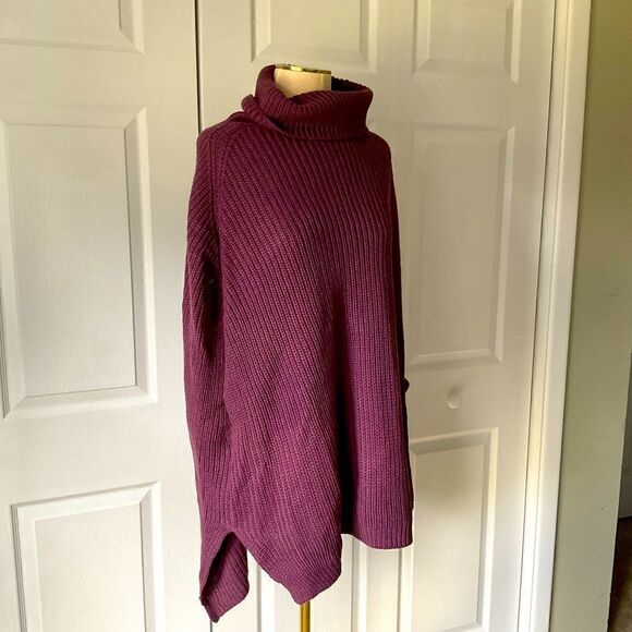 ZENANA OUTFITTERS Premium Oversized Cable Knit Poncho Shawl Sweater - L - Picture 1 of 8